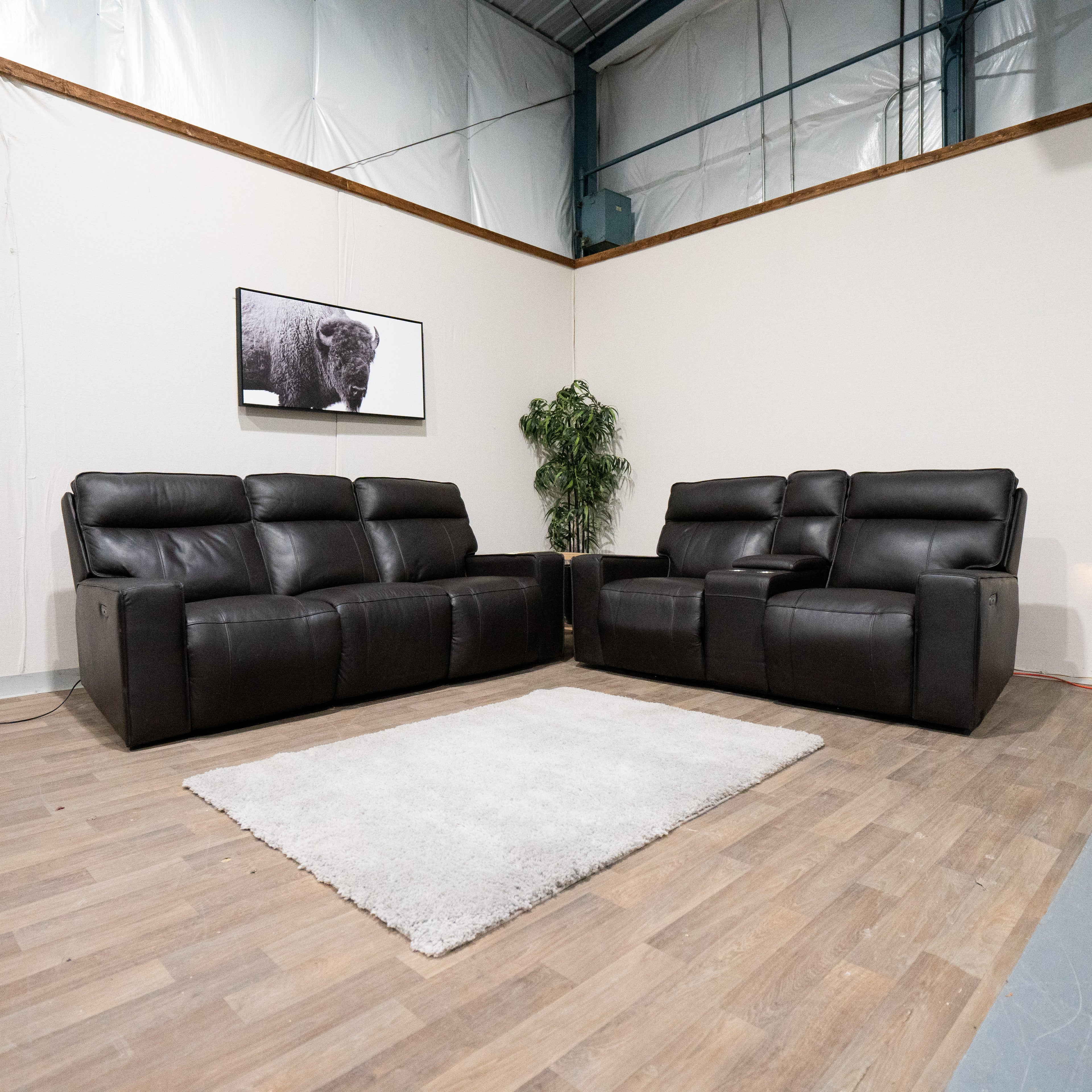 Leather sofa and loveseat