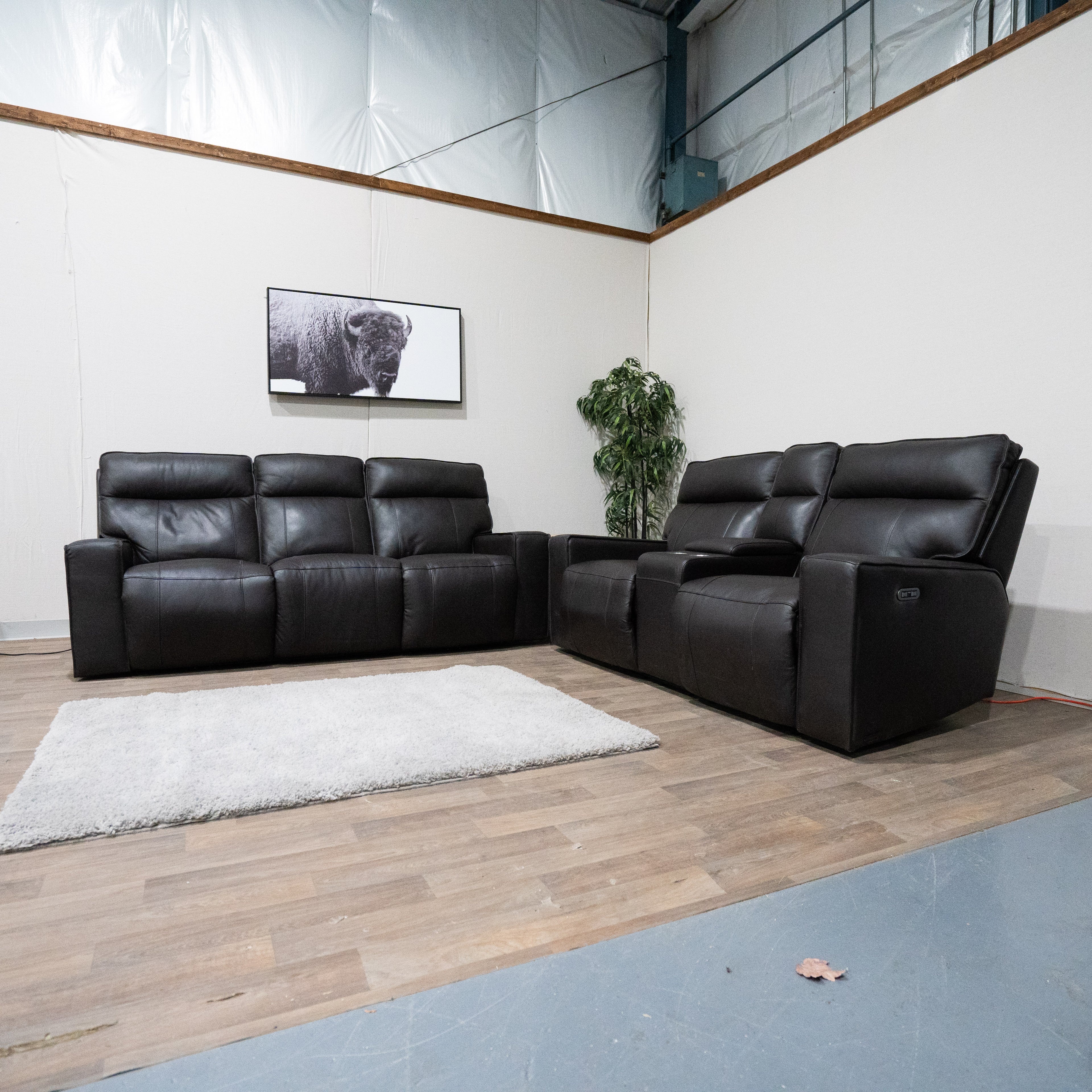 Leather sofa and loveseat