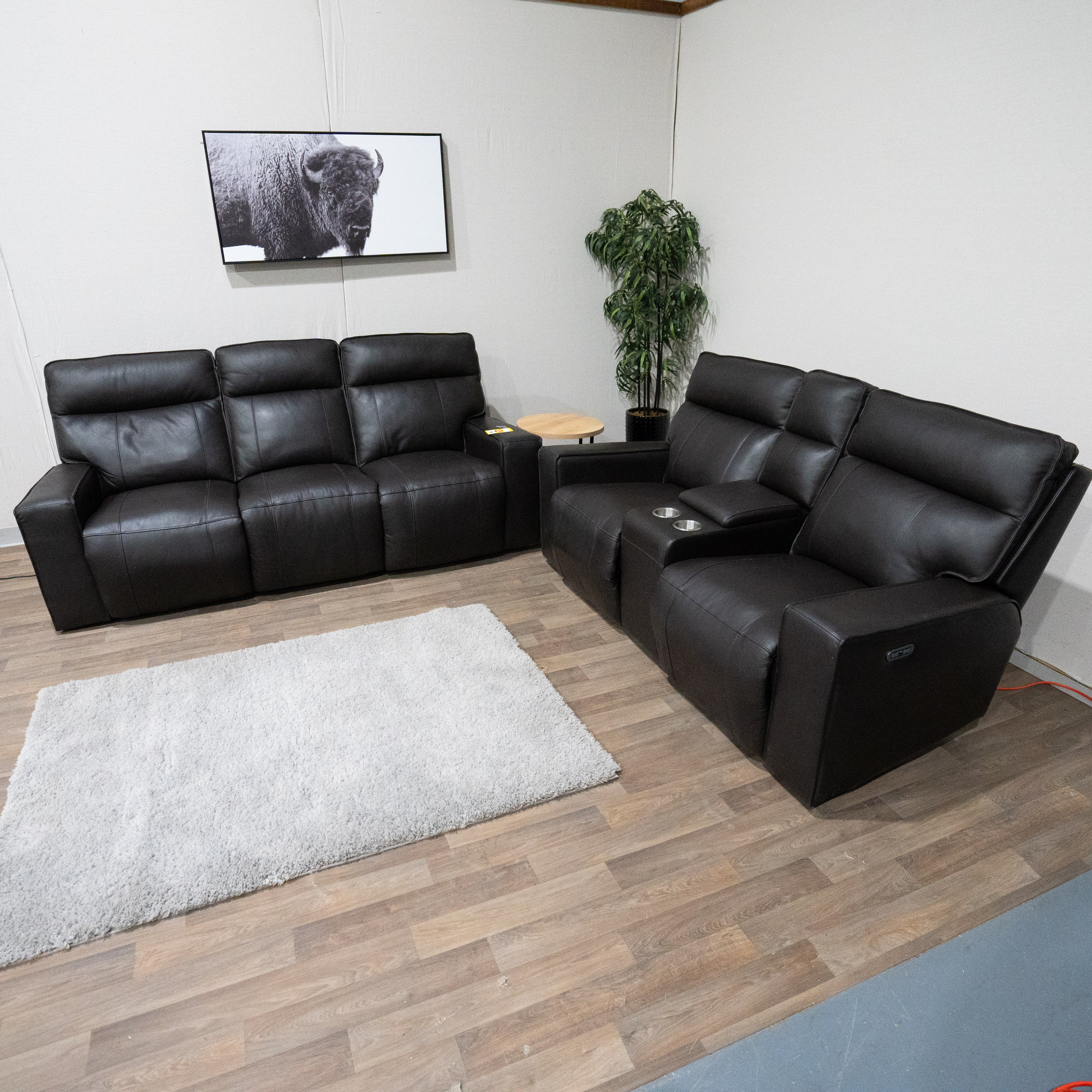 Leather sofa and loveseat
