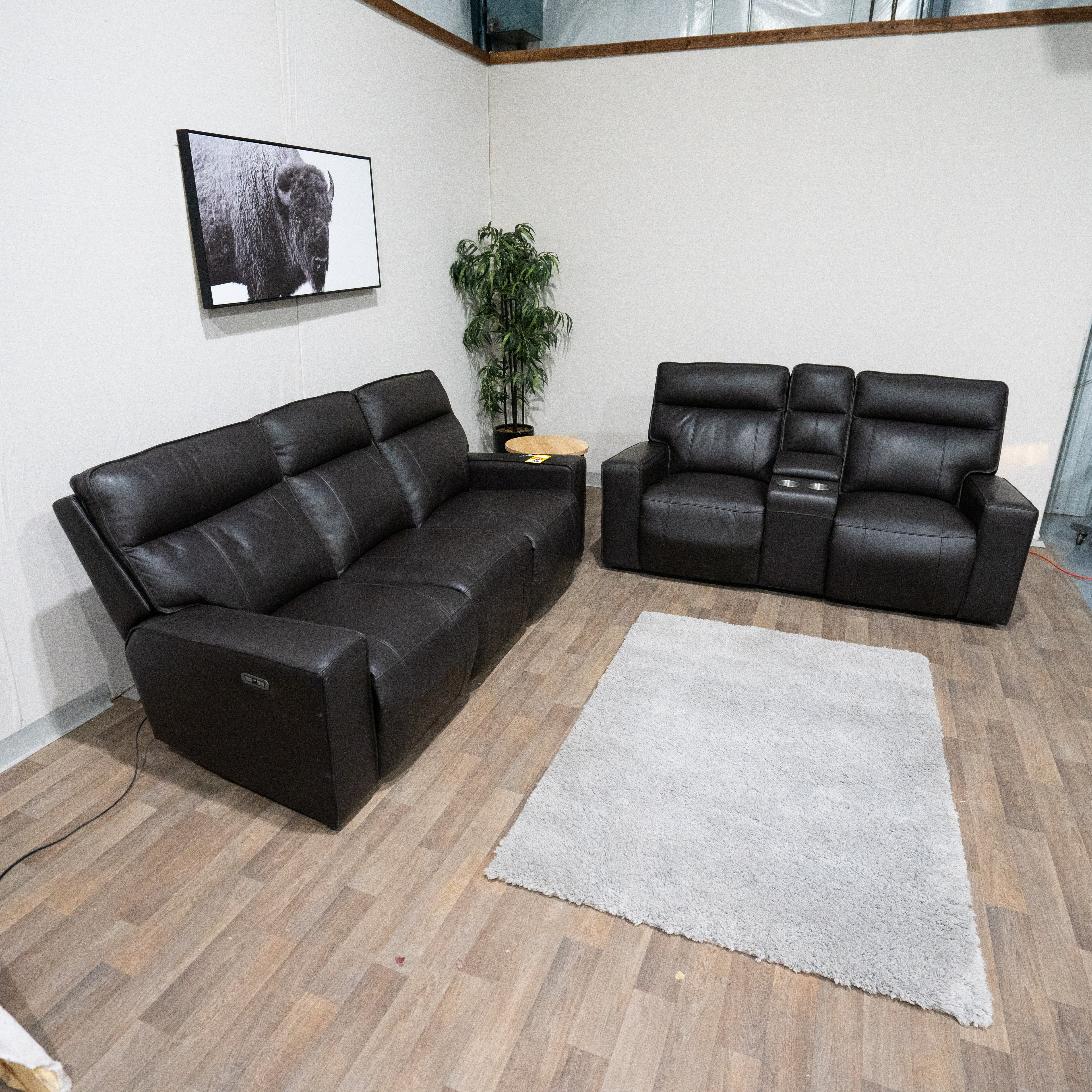 Leather sofa and loveseat