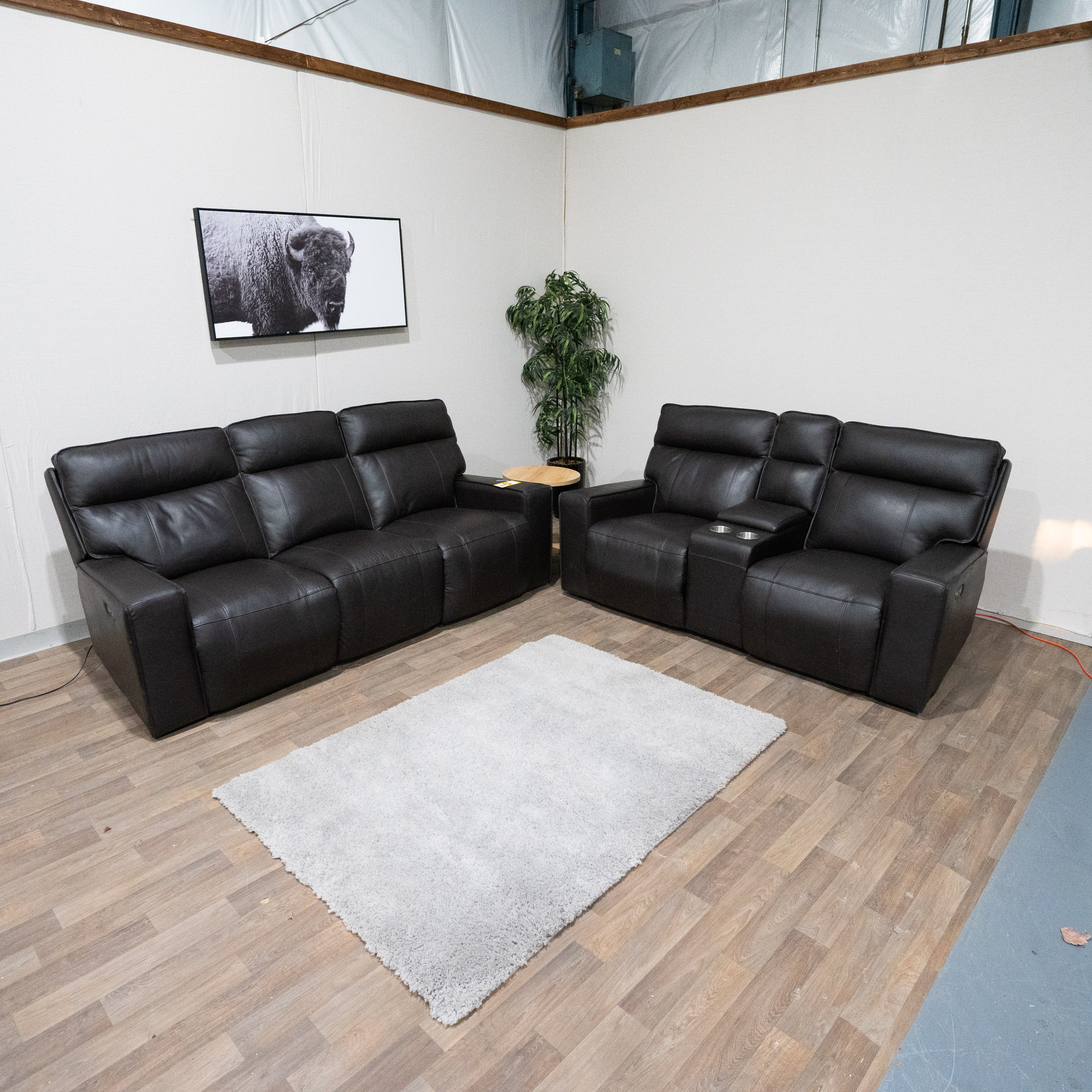 Leather sofa and loveseat
